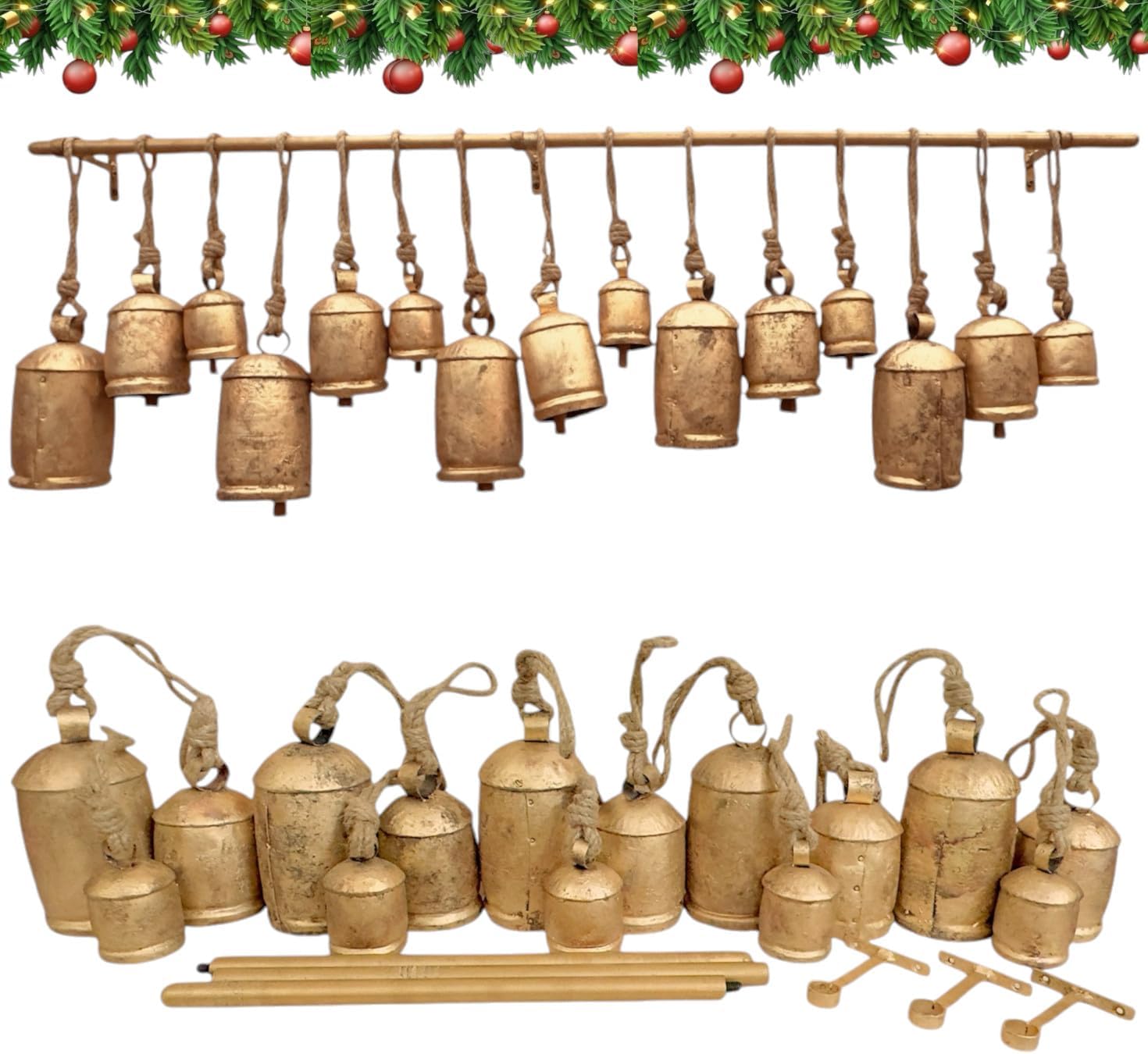 Christmas Stocking Hanging - RW Rustic Giant Christmas Bells -