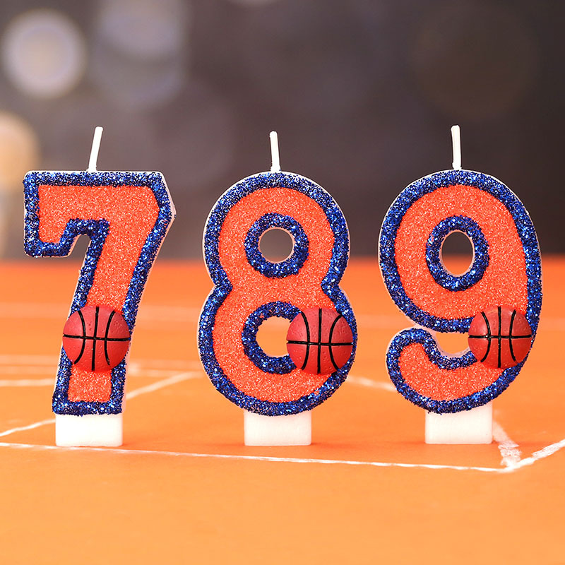 Holiday Candle Set - 0-9 Basketball Number Candles Birthday Cake
