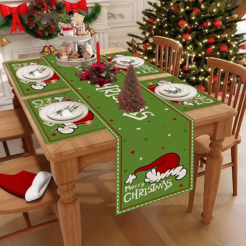 Christmas Table Runner - VIKAMA Cute Cartoon Christmas Table Runner