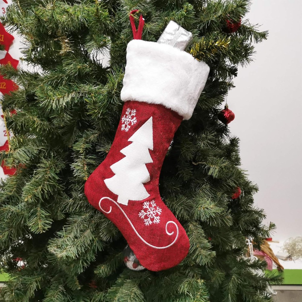 2-4 Pcs Large Burlap Christmas - Christmas Stocking Hanging recension och pris