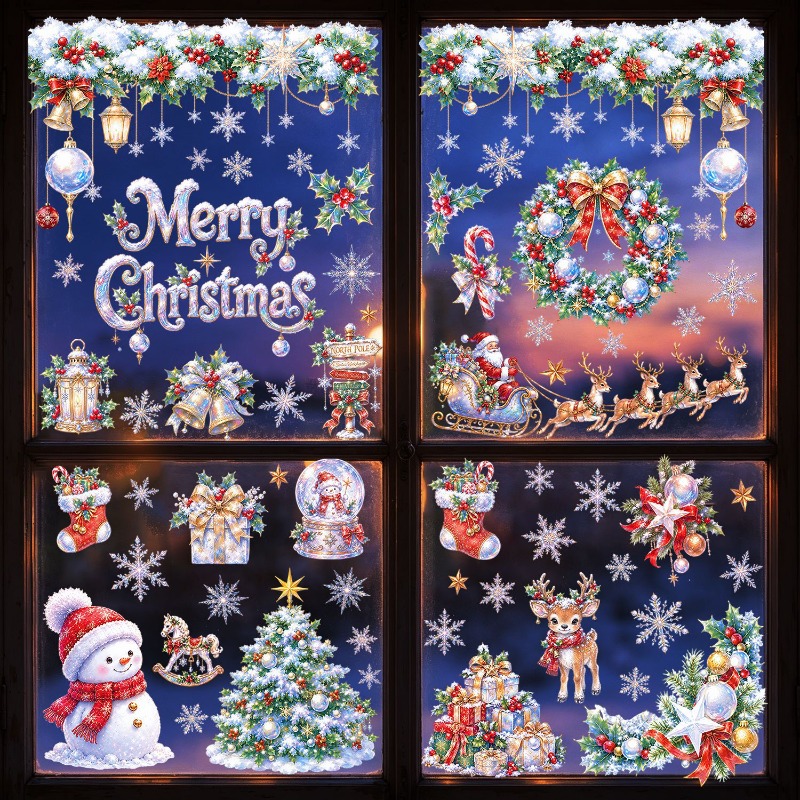 9 Sheets Christmas Static Wind - Snowflake Window Decal recension och pris