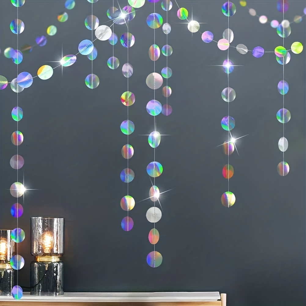 1pc Shimmering Iridescent Circ - Tinsel Garland Decoration recension och pris