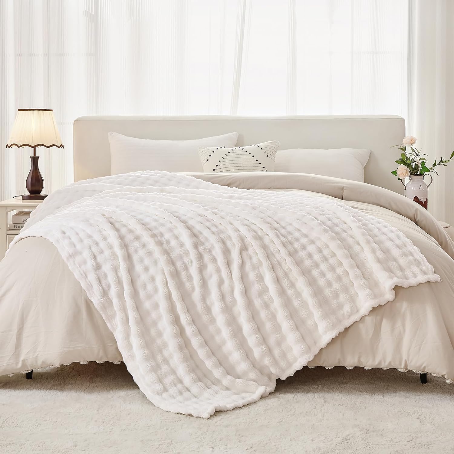 3D Bubble White Plush Blankets - Christmas Throw Blanket recension och pris