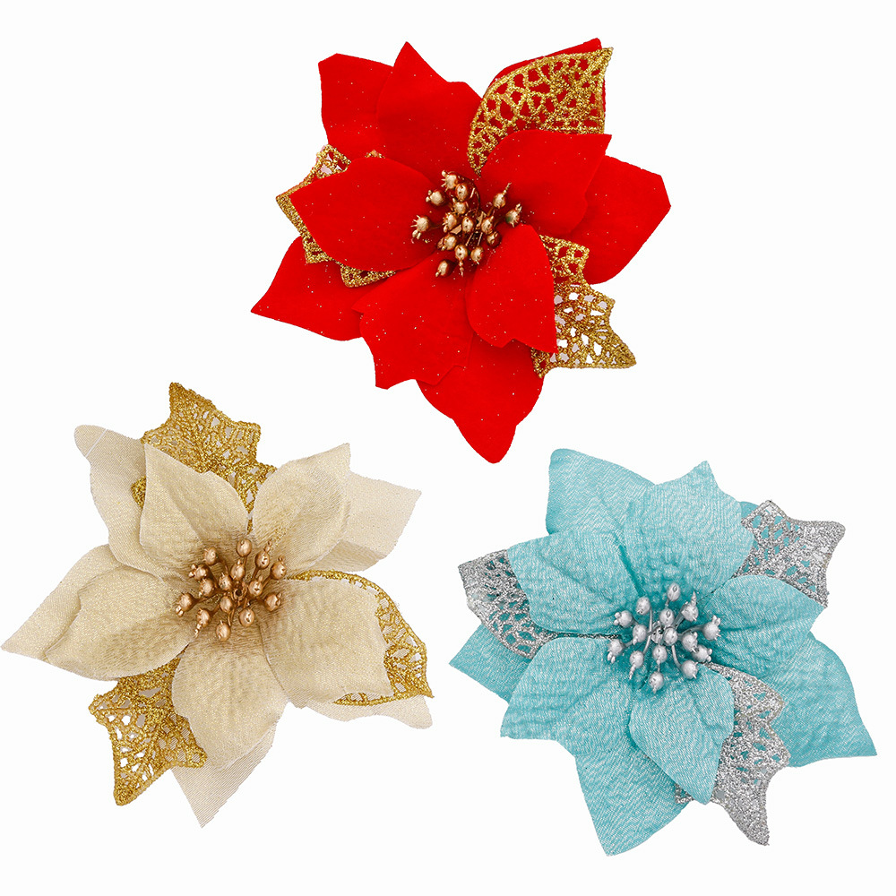 10Pcs Glitter Artificial Flowe - Christmas Wreath Fake recension och pris