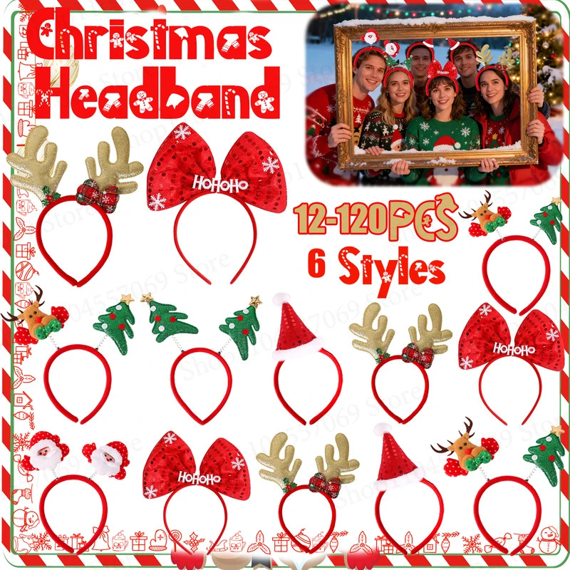 12-120Pcs Christmas Headband C - Reindeer Antlers Headband recension och pris