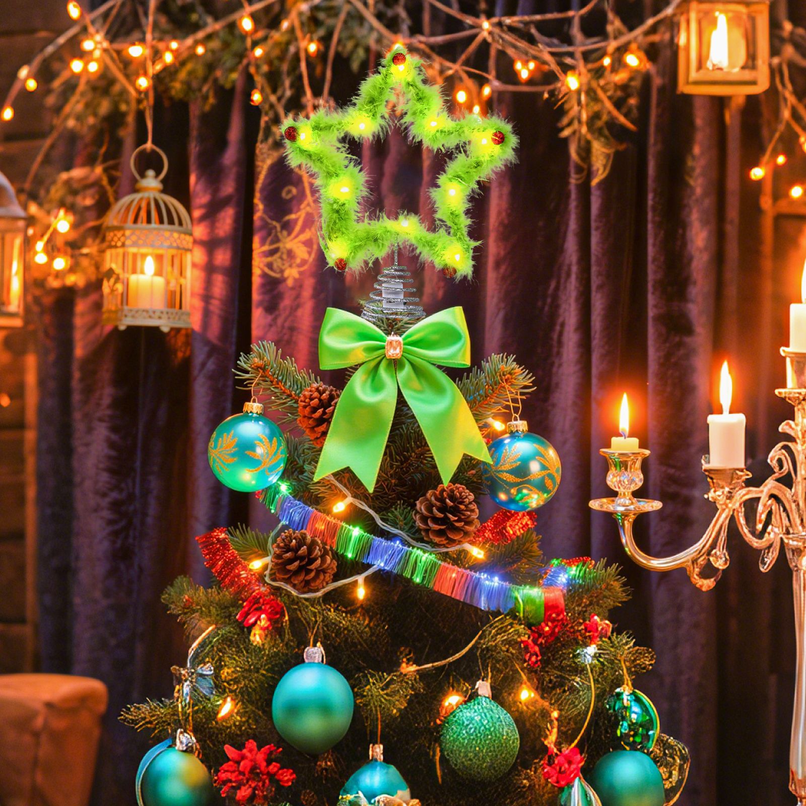 Christmas Fuzzy Grinch Star Tr - Star Tree Topper recension och pris