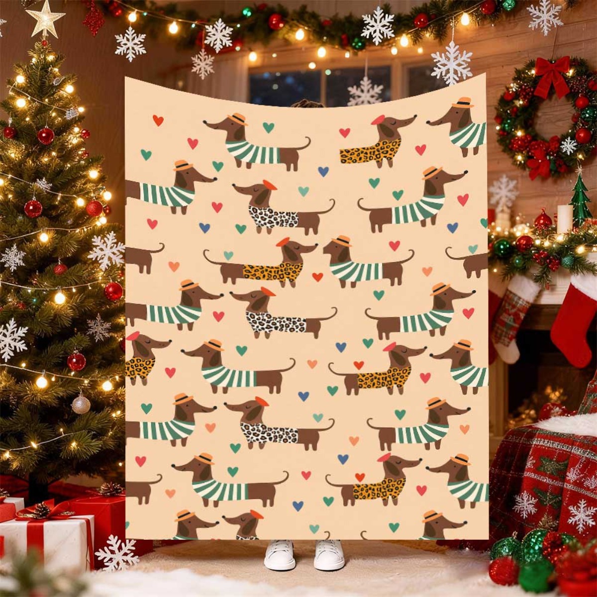 Cute Christmas Dachshund Dog B - Christmas Throw Blanket recension och pris