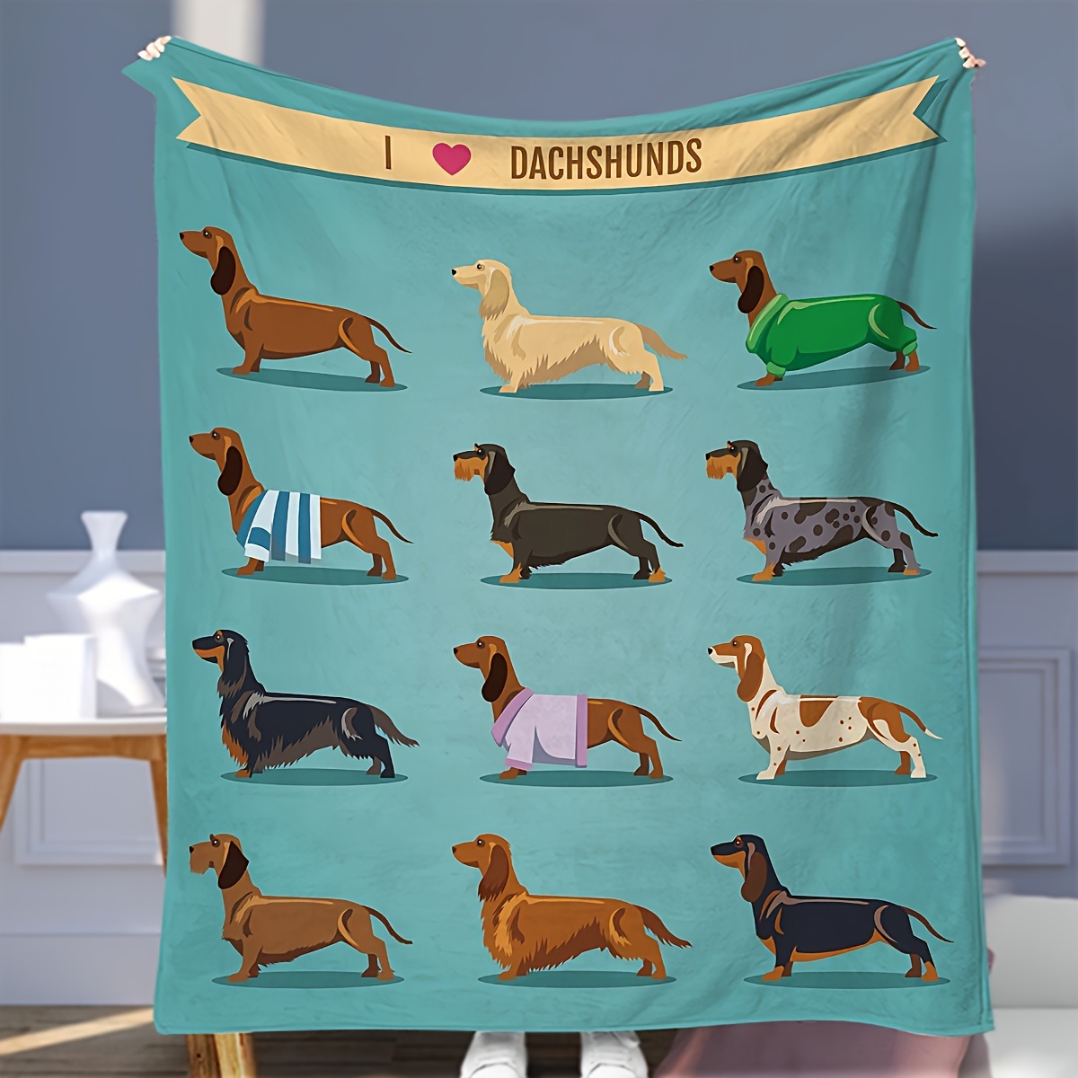 Cute Christmas Dachshund Dog B - Christmas Throw Blanket recension och pris