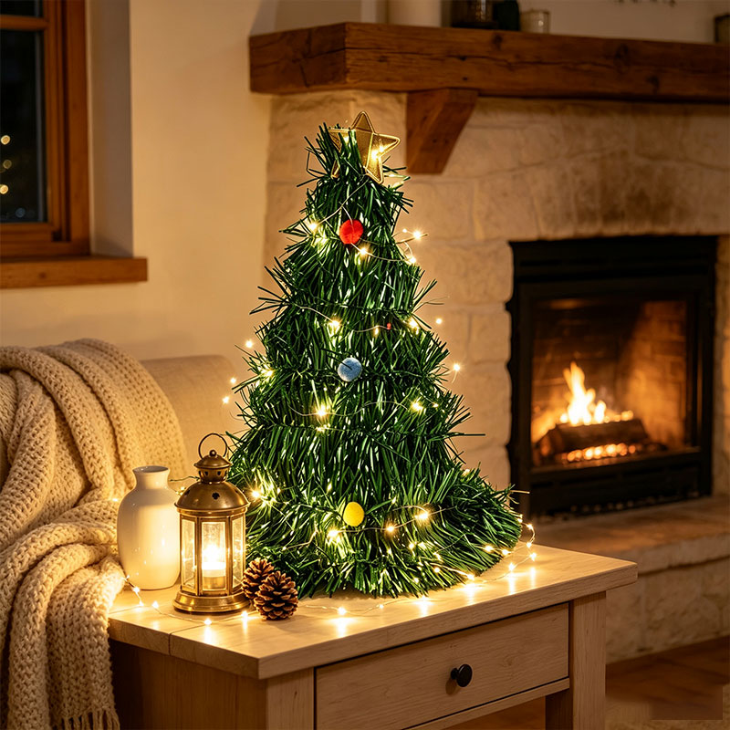 Foldable Green Tinsel Mini Chr - Star Tree Topper recension och pris