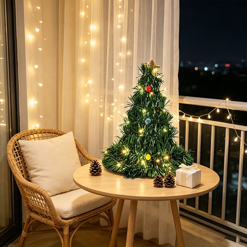 Foldable Green Tinsel Mini Chr - Star Tree Topper recension och pris