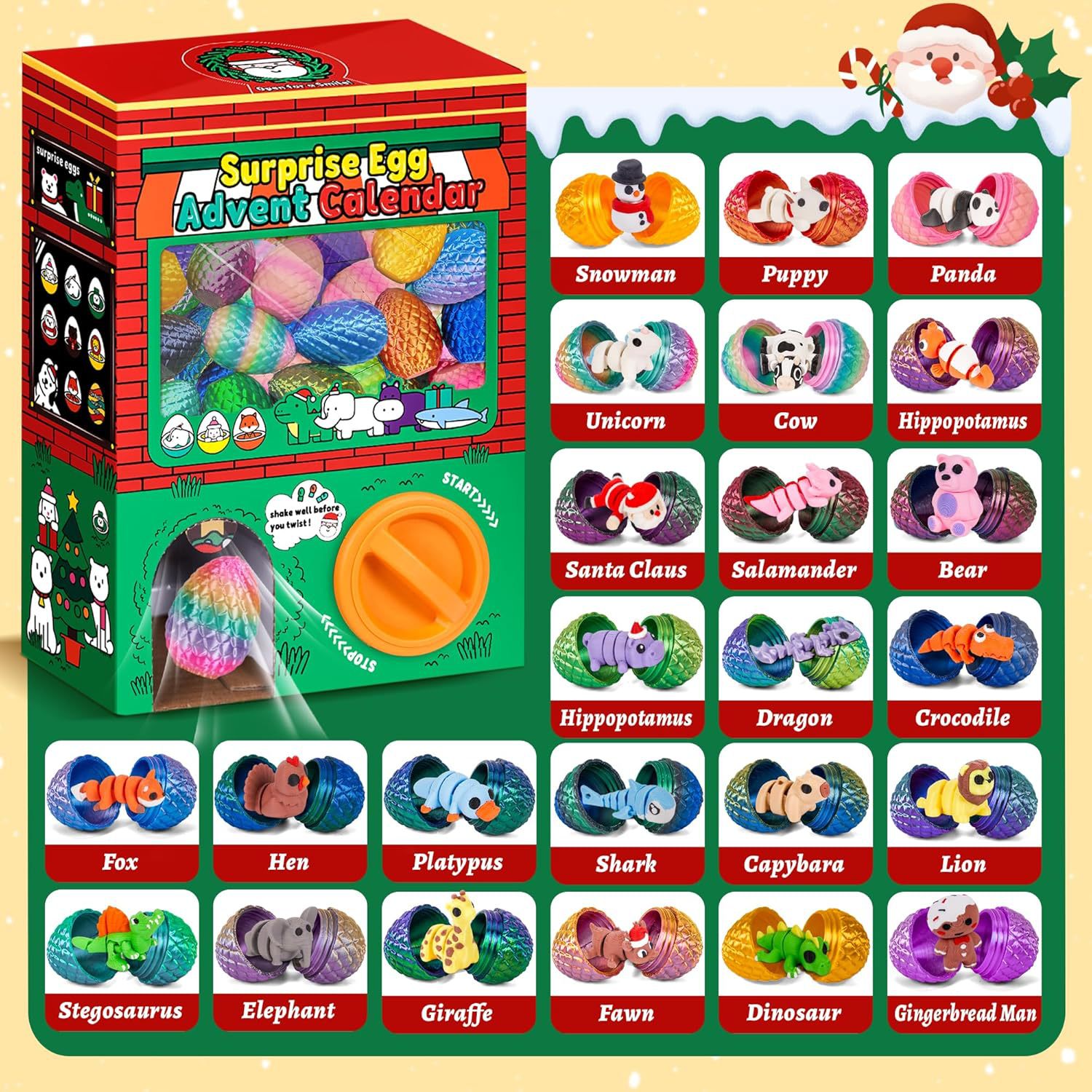 24pcs 3D Printed Surprise Egg  - Advent Calendar Gift recension och pris